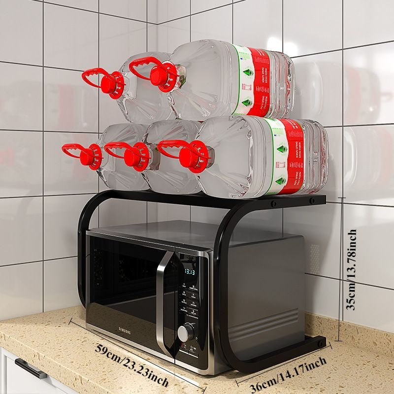 Estante organizador de cocina multiusos con soporte para microondas y almacenamiento de especias en negro, gris y blanco