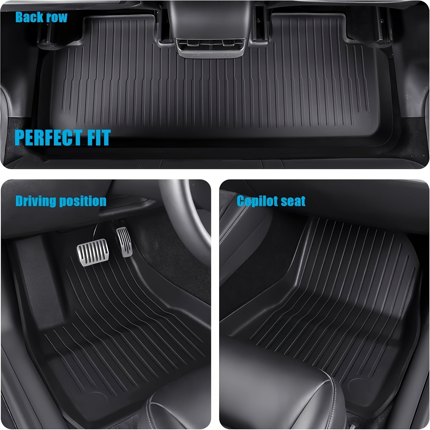 Car Floor Mats TPE Left Hand Drive for Tesla Model 3 2019-2023 Durable