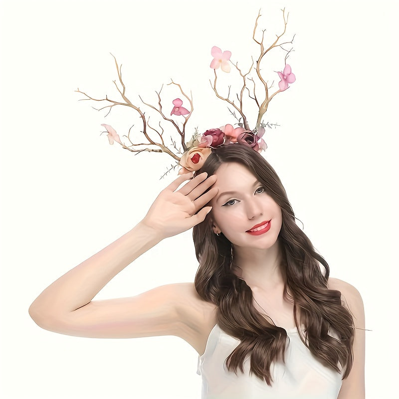 Boho Flower Headband for Women with Large Branches for Parties and Costumes