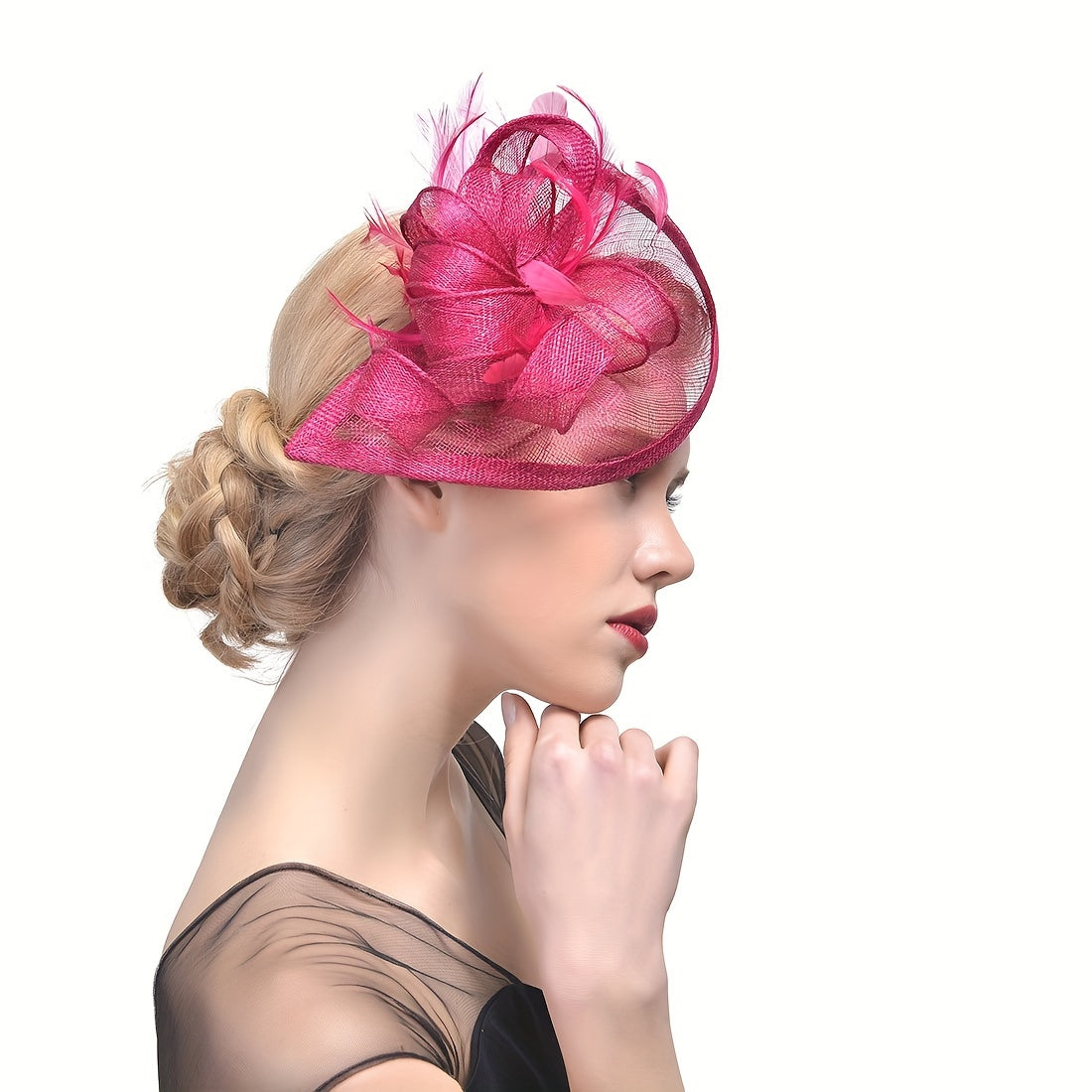 Vintage Style Headwear with Flower Mesh Design and Faux Feather for Weddings and Parties