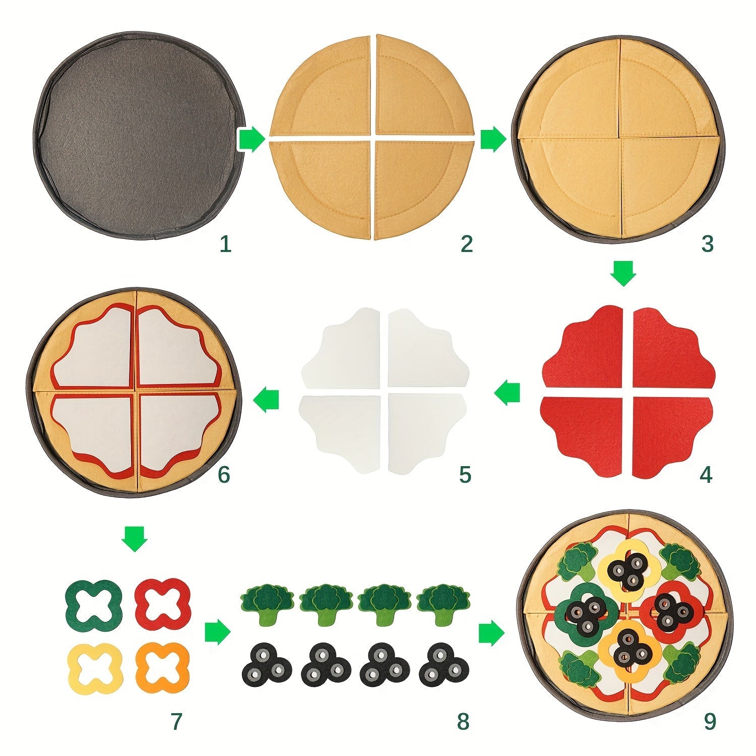 Kids' Toy Food Set 41-Piece Velvet Pizza Play Food for Children Kitchen Roleplay