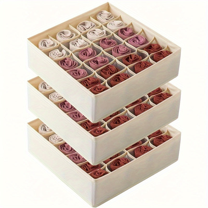 Organizador de almacenamiento con 24 compartimentos para ropa interior, calcetines y accesorios, tipo cajón, almacenamiento plegable para armario