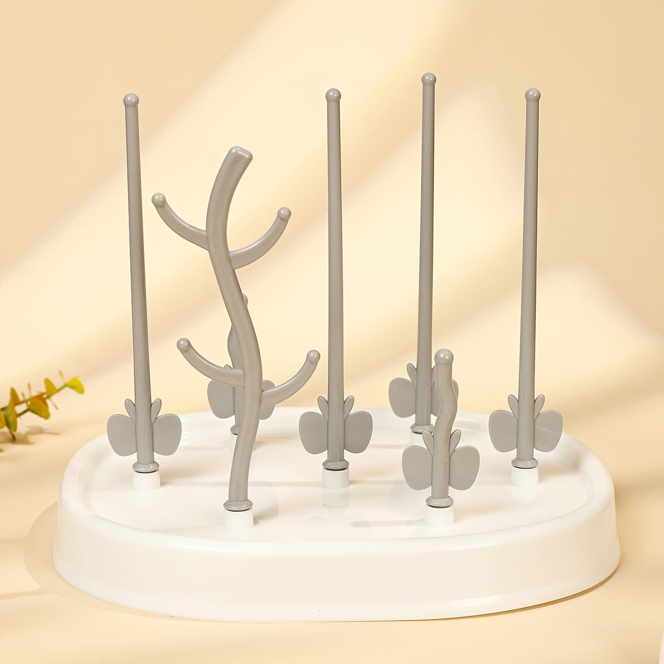 Butterfly Tree-Shaped Bottle Drying Rack PP Material for Baby Feeding Supplies with Drainage and Storage