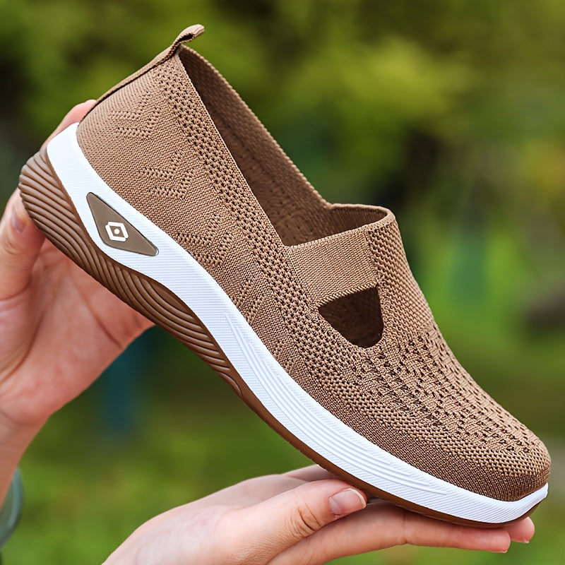 Ladies Hollow Breathable Sports Shoes Casual Lightweight Flat Walking Shoes