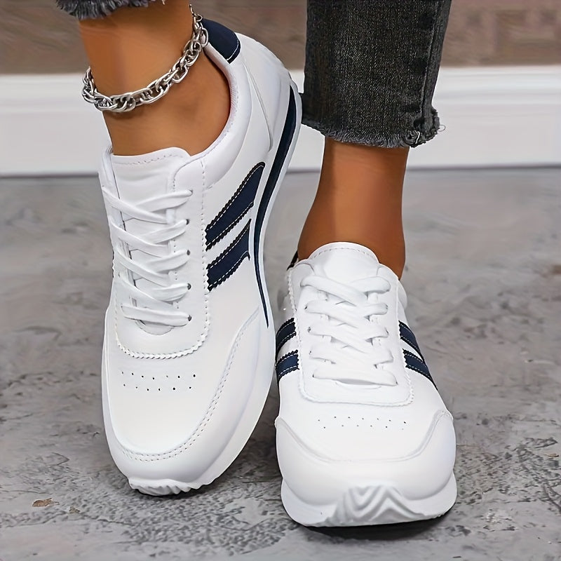 Women's Lightweight Sneakers Non-Slip Cushioned Walking Shoes Blue and White