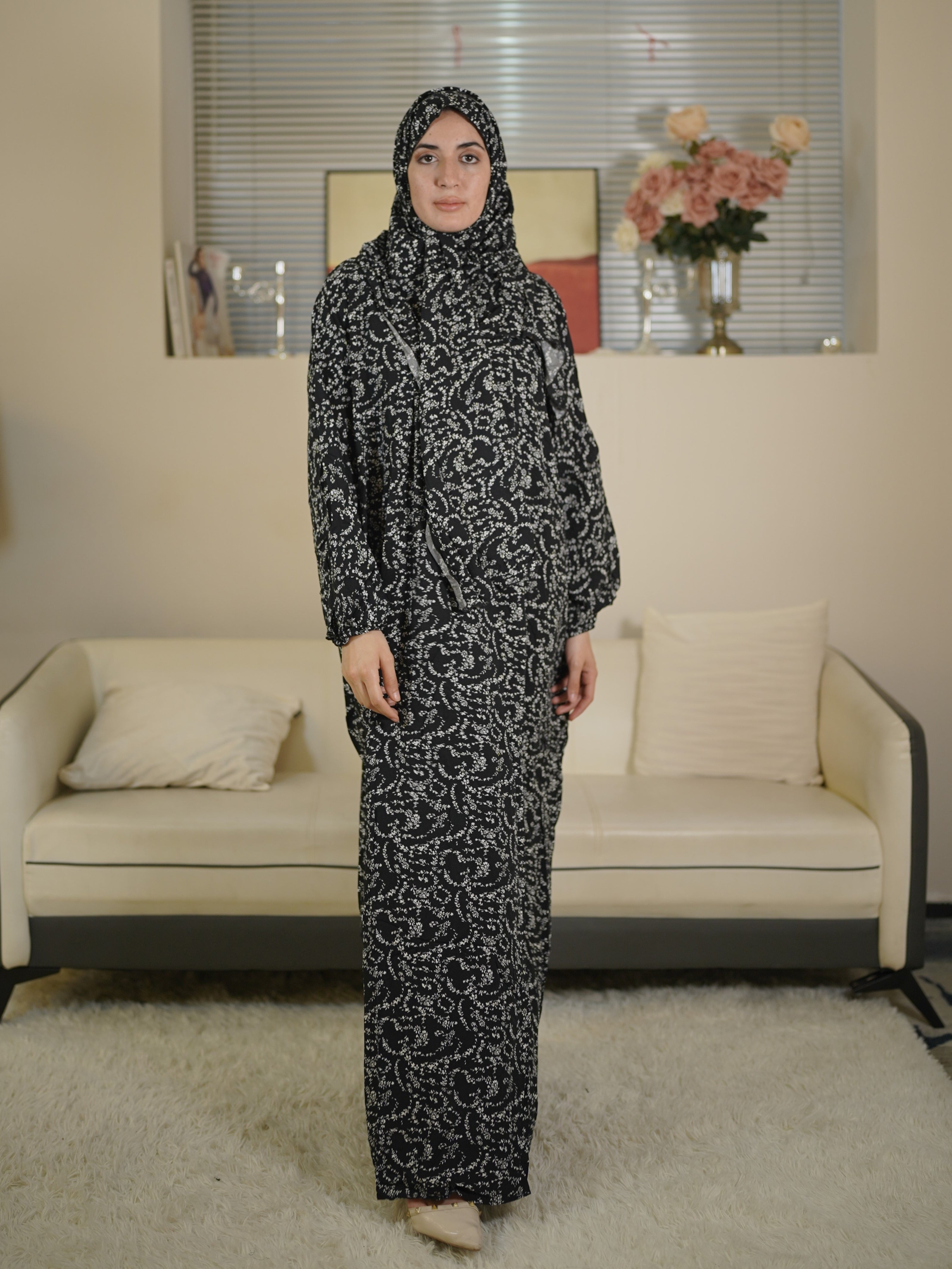 Plus Size Floral Print Maxi Dress Long Sleeve Modest Clothing