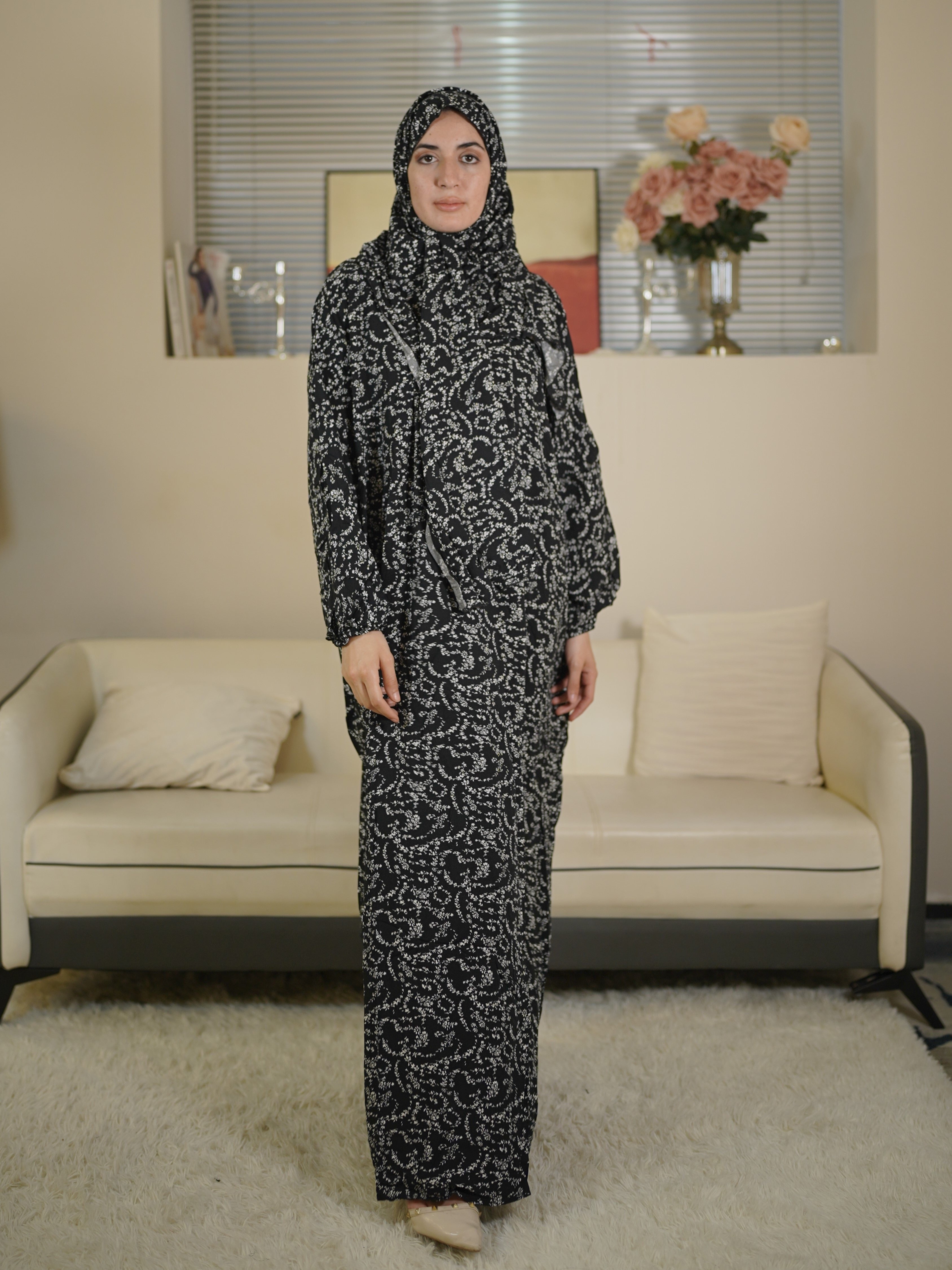 Plus Size Floral Print Maxi Dress Long Sleeve Modest Clothing