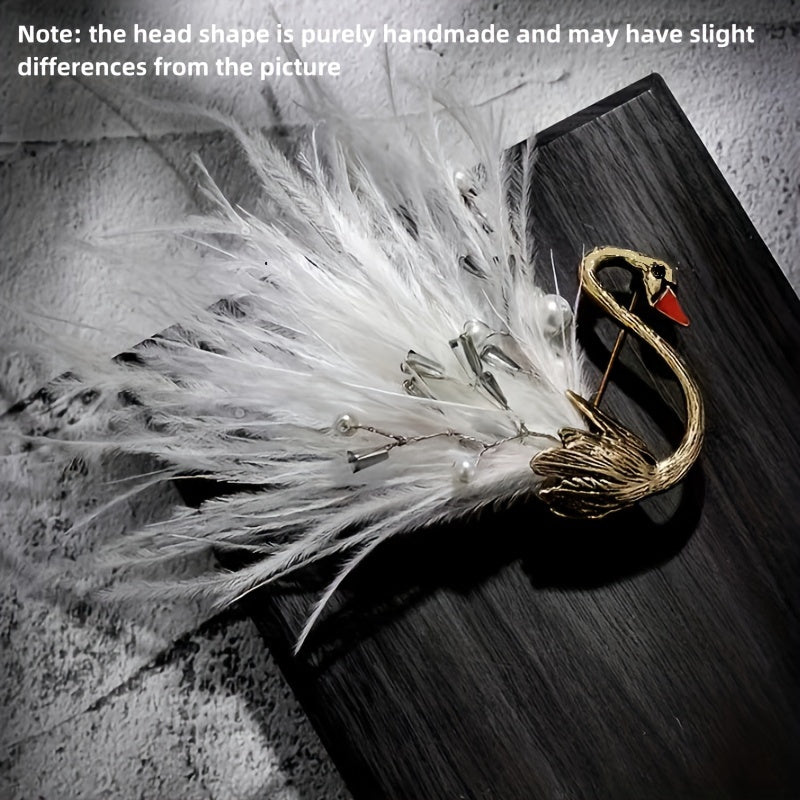 Feathered Swan Brooch Pin Vintage Style Animal Shape for Coats Sweaters