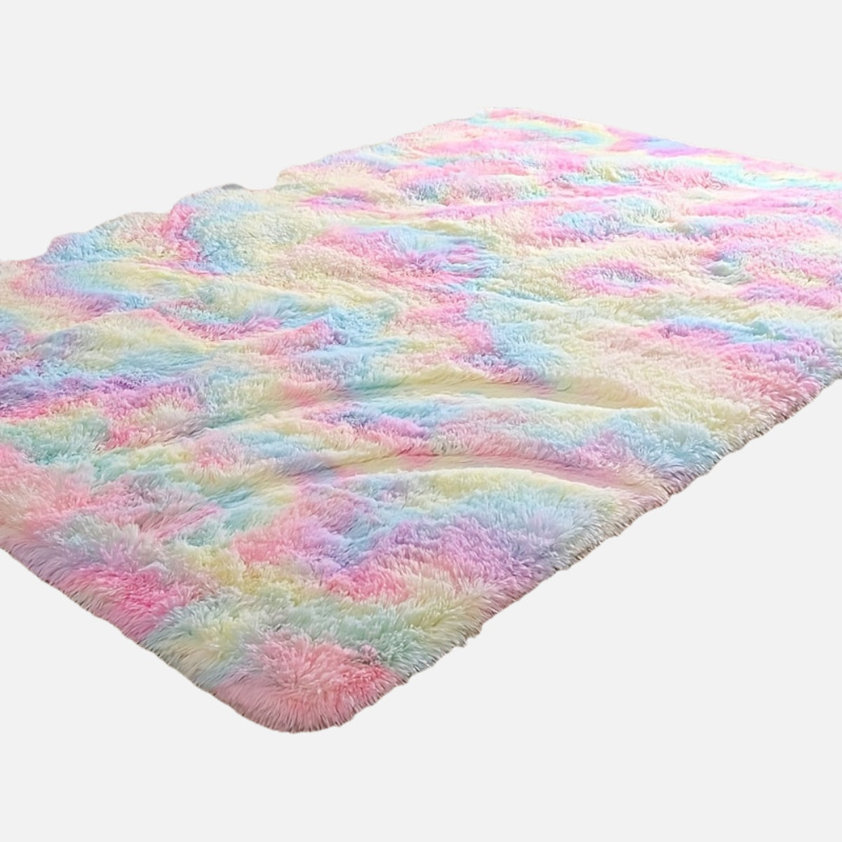 Shag Rainbow Rug for Bedroom and Living Room Soft Tie-Dye Plush Polyester