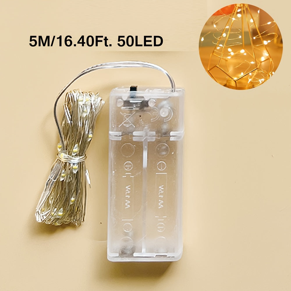 Luces de hadas LED alimentadas por batería, blanco cálido, cable de cobre, luces de cuerda con cielo estrellado para decoración interior