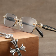 Vintage Style Rectangle Reading Glasses Frameless Clear Lenses +1.0 to +4.0