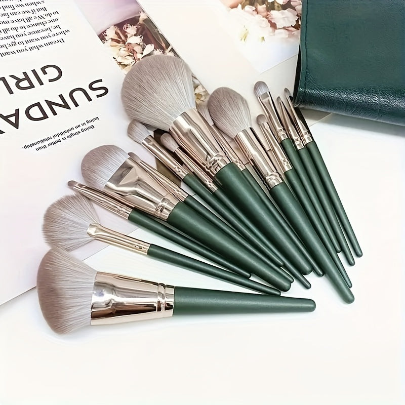 14-Piece Makeup Brush Set with Synthetic Hair for Foundation Eyeshadow Eyebrow