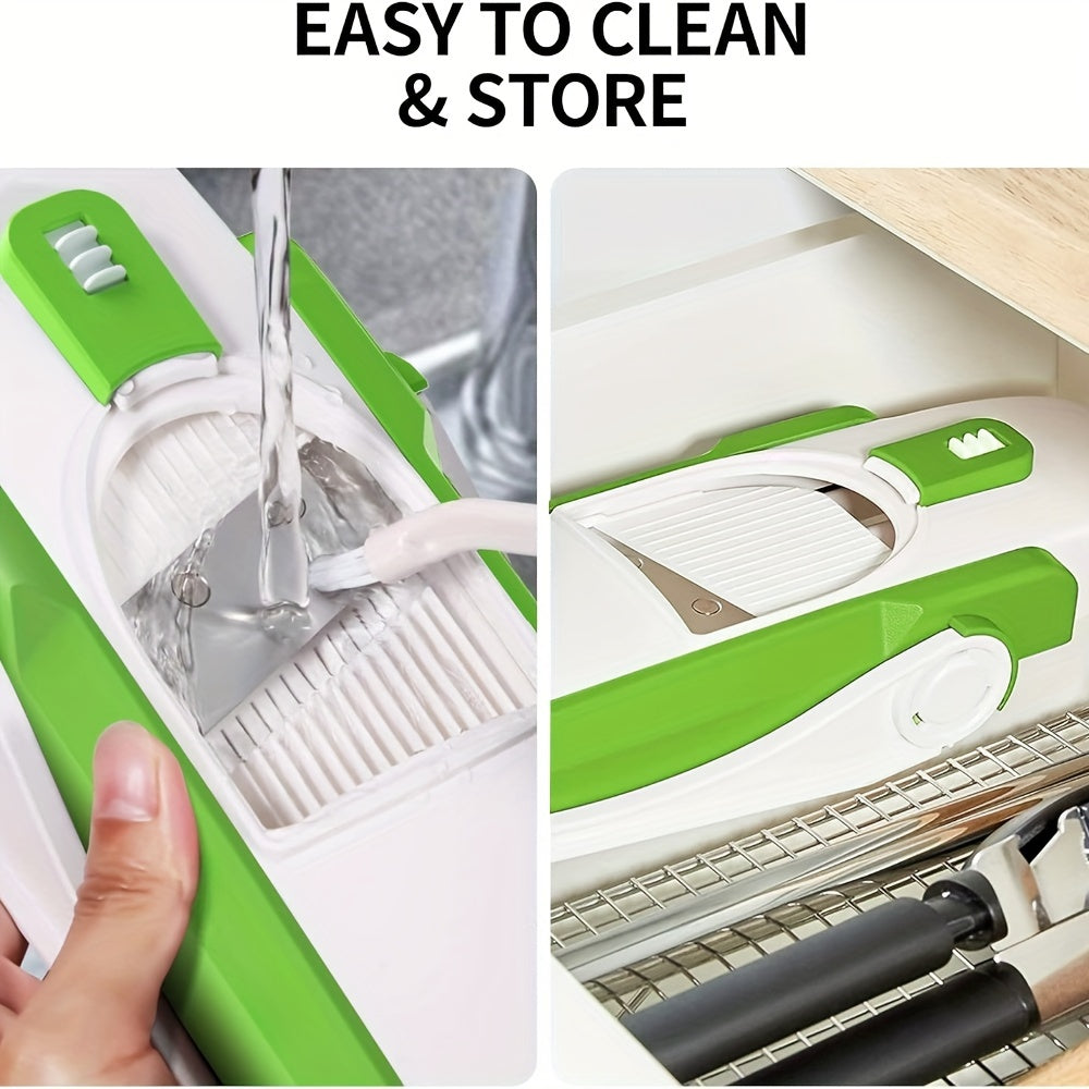 Oshxona mandolin kesgich, sozlanadigan qalinlik va xavfsiz barmoq himoyachisi bilan sabzavotlar va kartoshkalar uchun