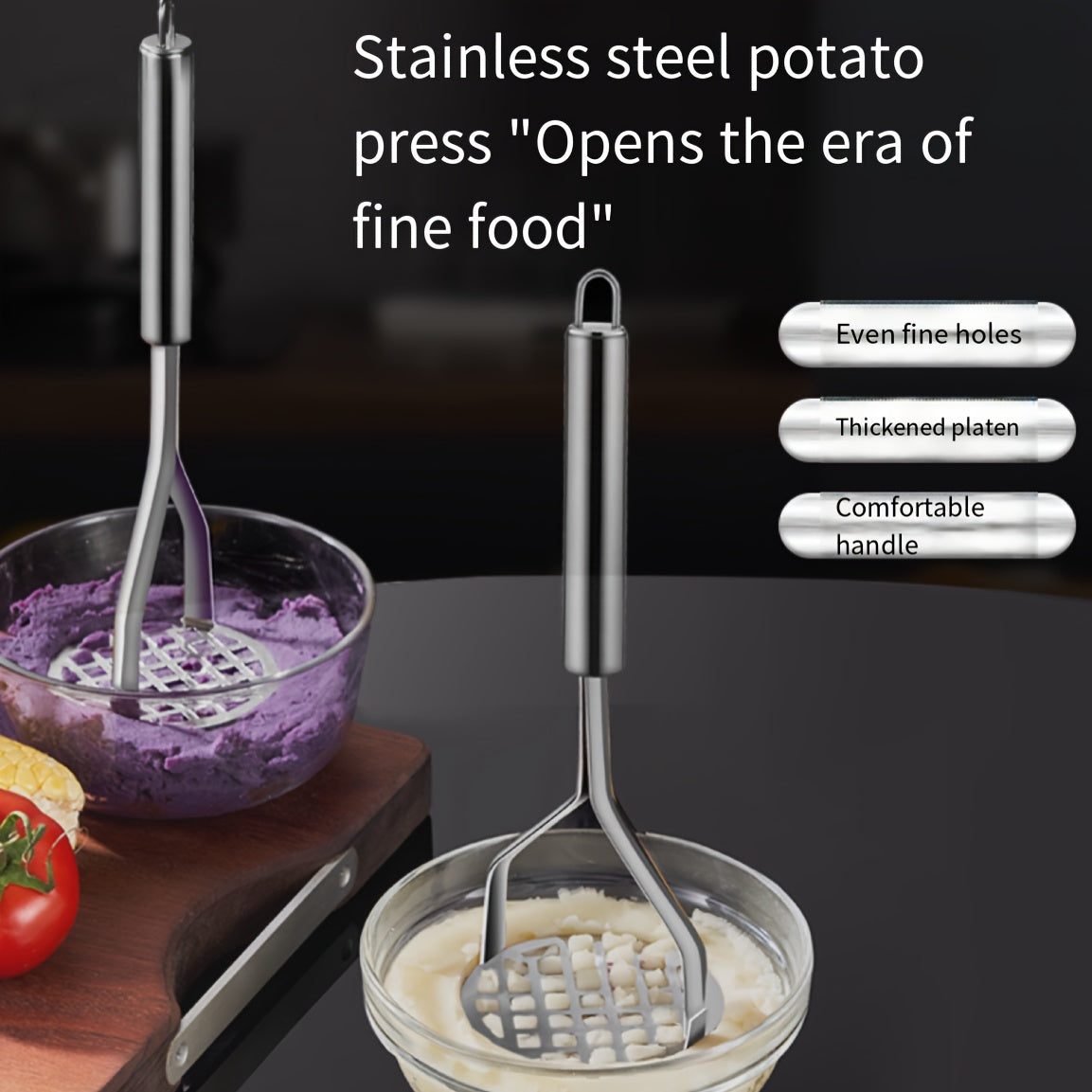 Stainless Steel Potato Masher Manual Food Press for Mashed Potatoes Kitchen Tool