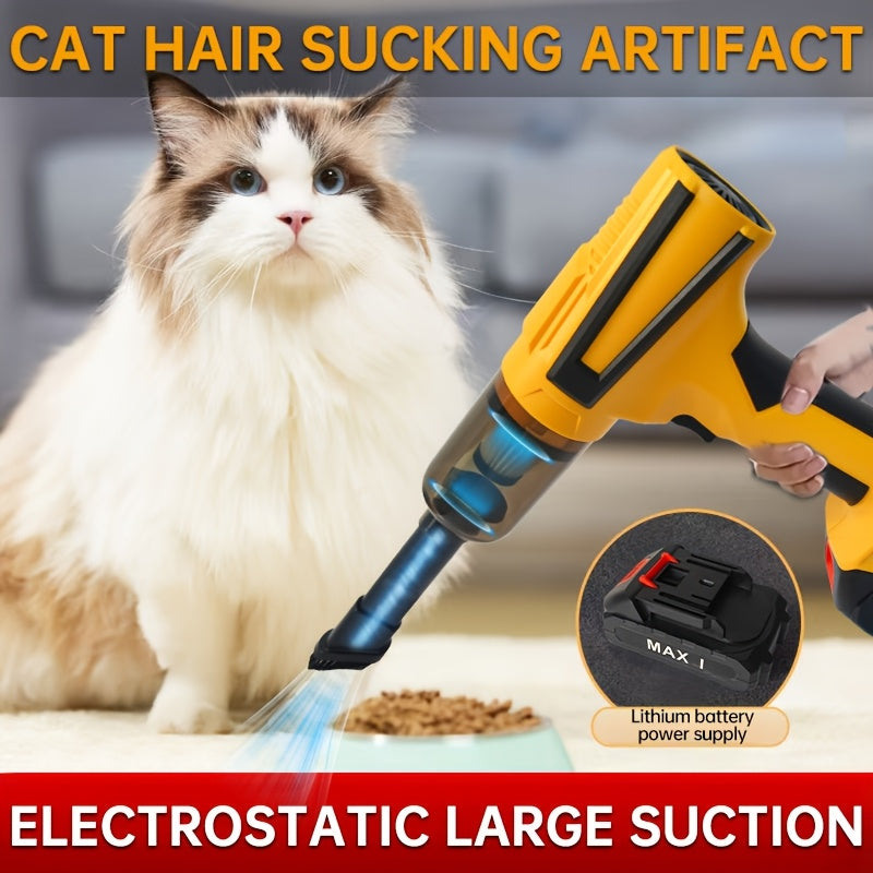 Портативный беспроводной пылесос с бесщеточным мотором мощностью 20000Па и множеством насадок, подходящий для интерьеров автомобилей, домов и офисов. Оснащен возможностью зарядки через USB и прочной конструкцией.