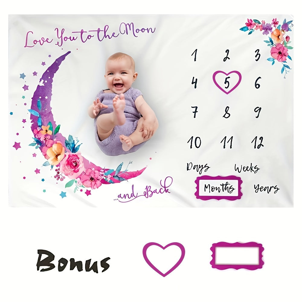 Baby Girl Monthly Calendar Blanket Large Photography Baby Blanket for New Parents