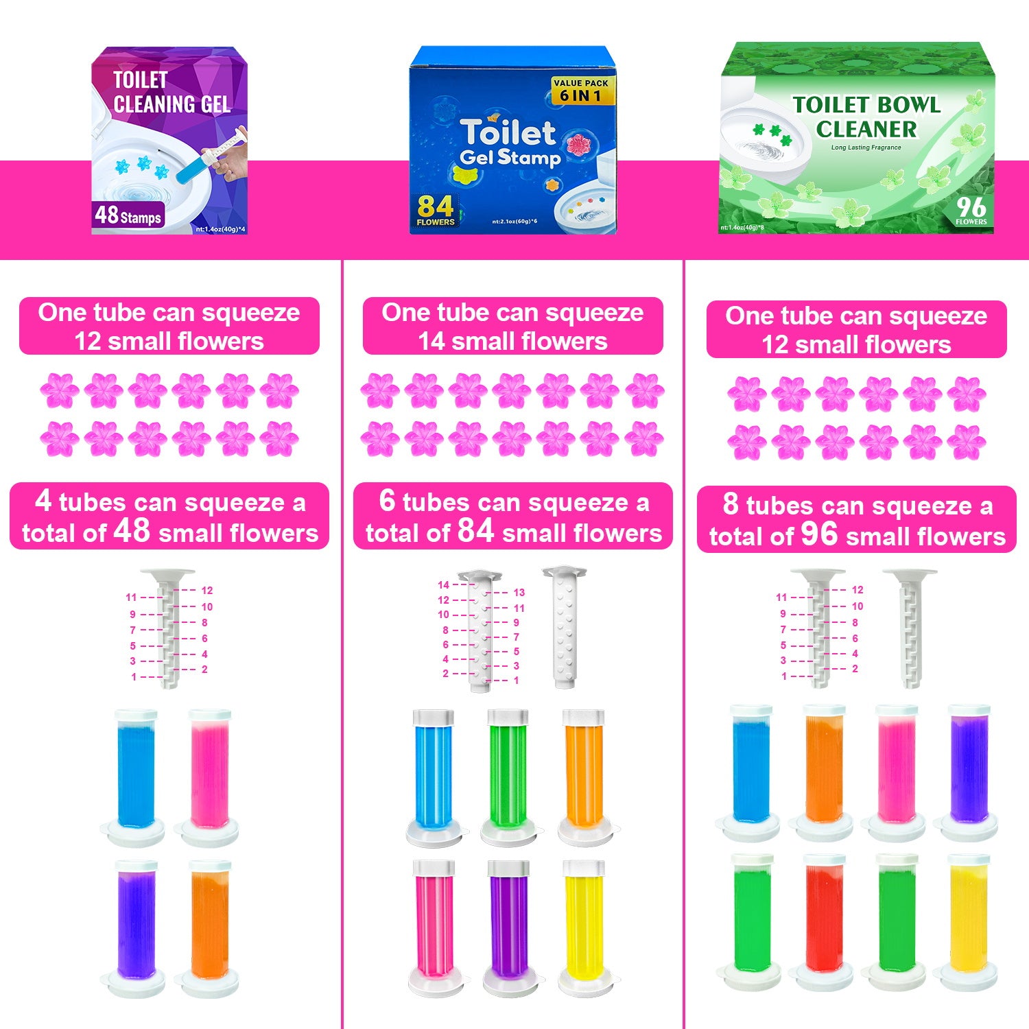 Чистящее средство для унитаза с гелевой печатью - 4/6/8 шт./упаковка, предотвращает образование известкового налета и пятен, освежающий аромат, дезодорирующее, включает диспенсер