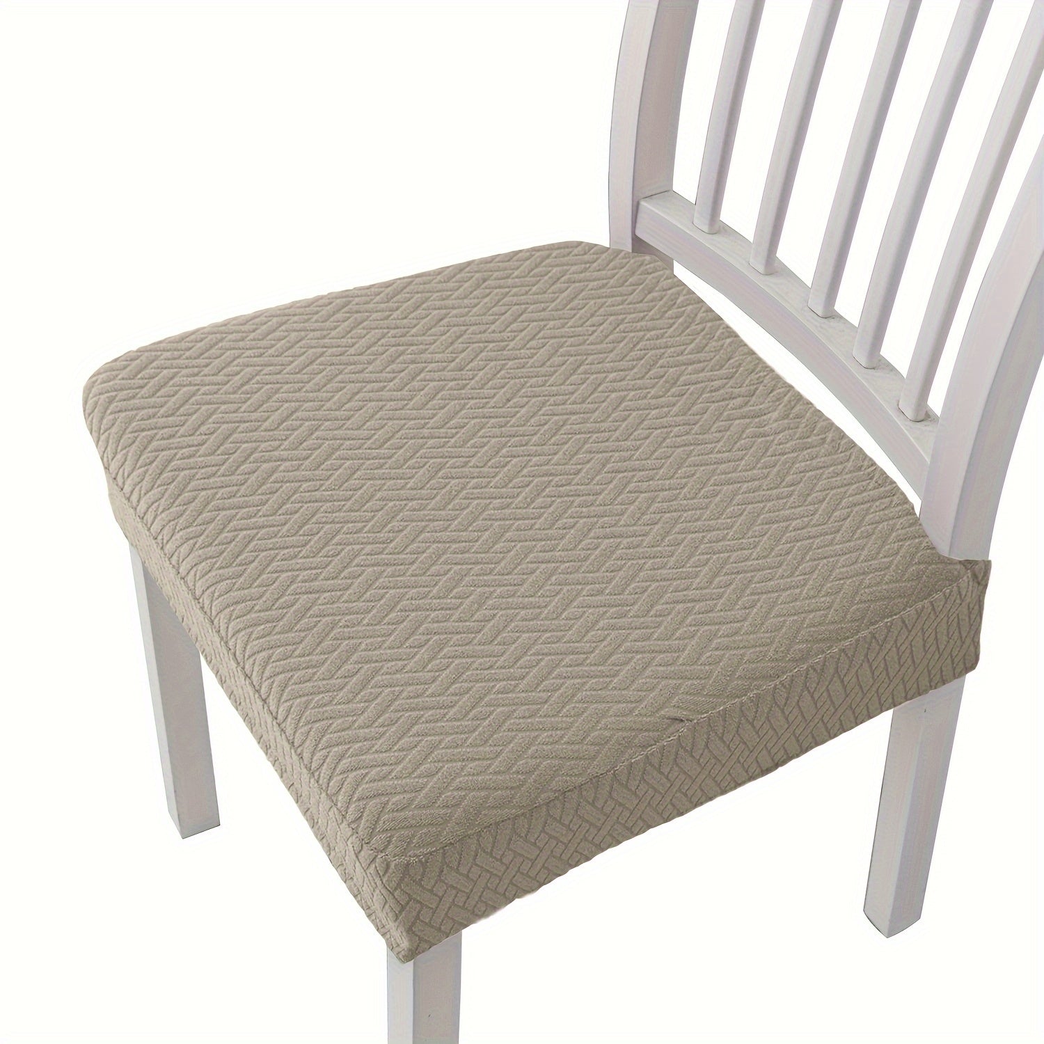 Stretchable Solid Color Chair Cushion Cover Elastic Fit for Dining Chairs Machine Washable Polyester