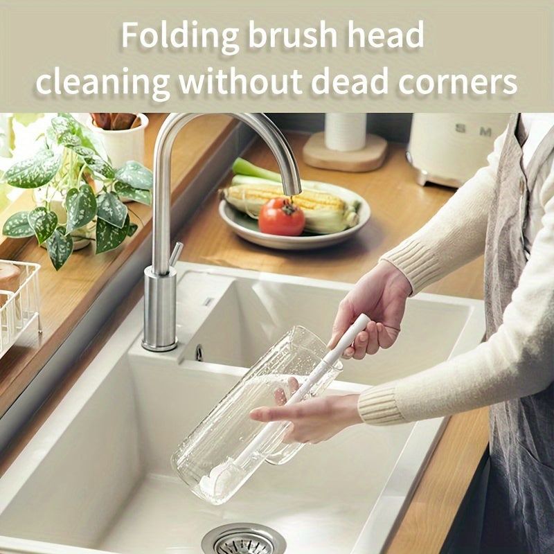 Long-Handled Bottle Brush with Soft Bristles for Narrow-Mouth Glassware