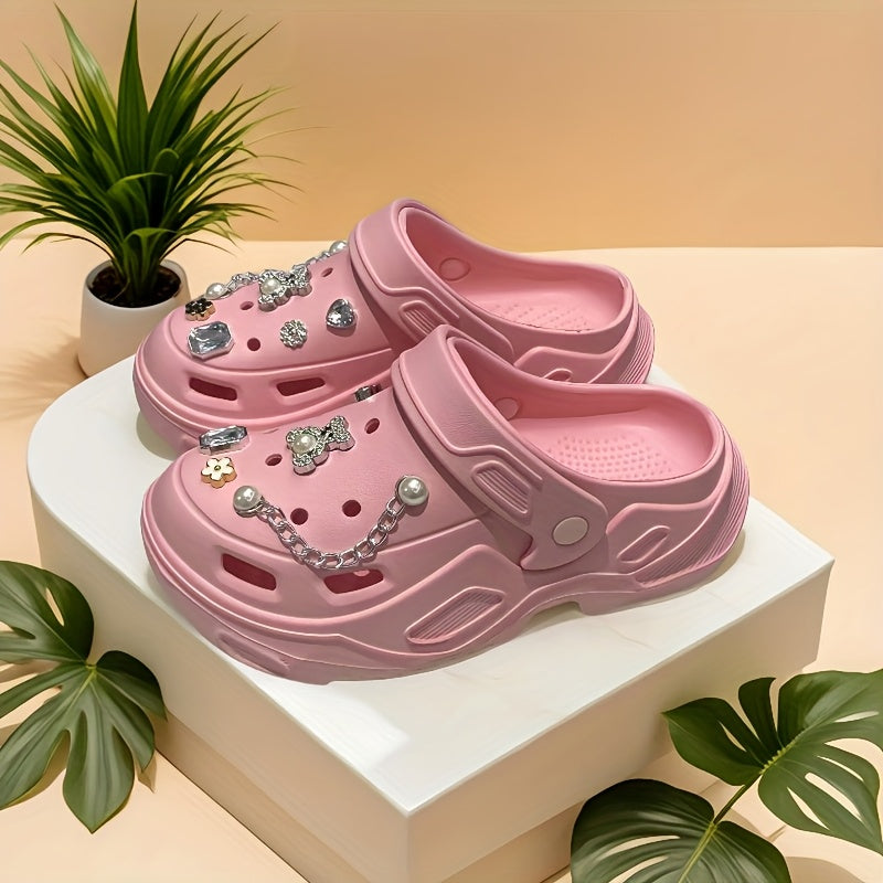 Women's EVA Hole Shoes with Thick Sole, Wear-Resistant, Comfortable