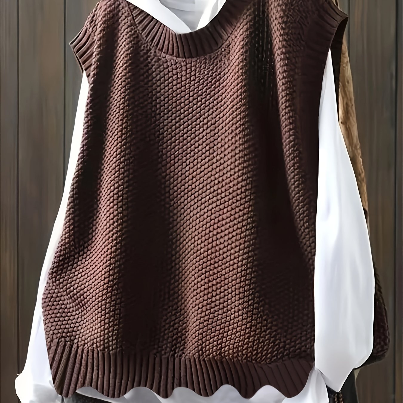 Plus Size Women's Sleeveless Vest with Asymmetrical Hem and Round Neck