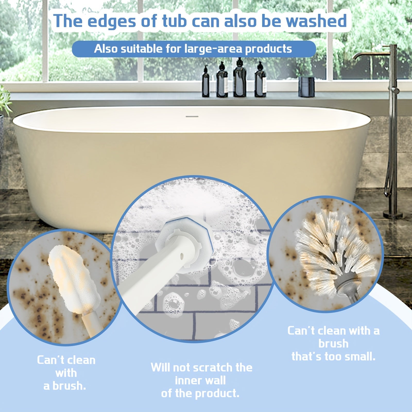 Polyurethane Toilet Brush Set with 64 Replacement Pads for Bathroom Cleaning