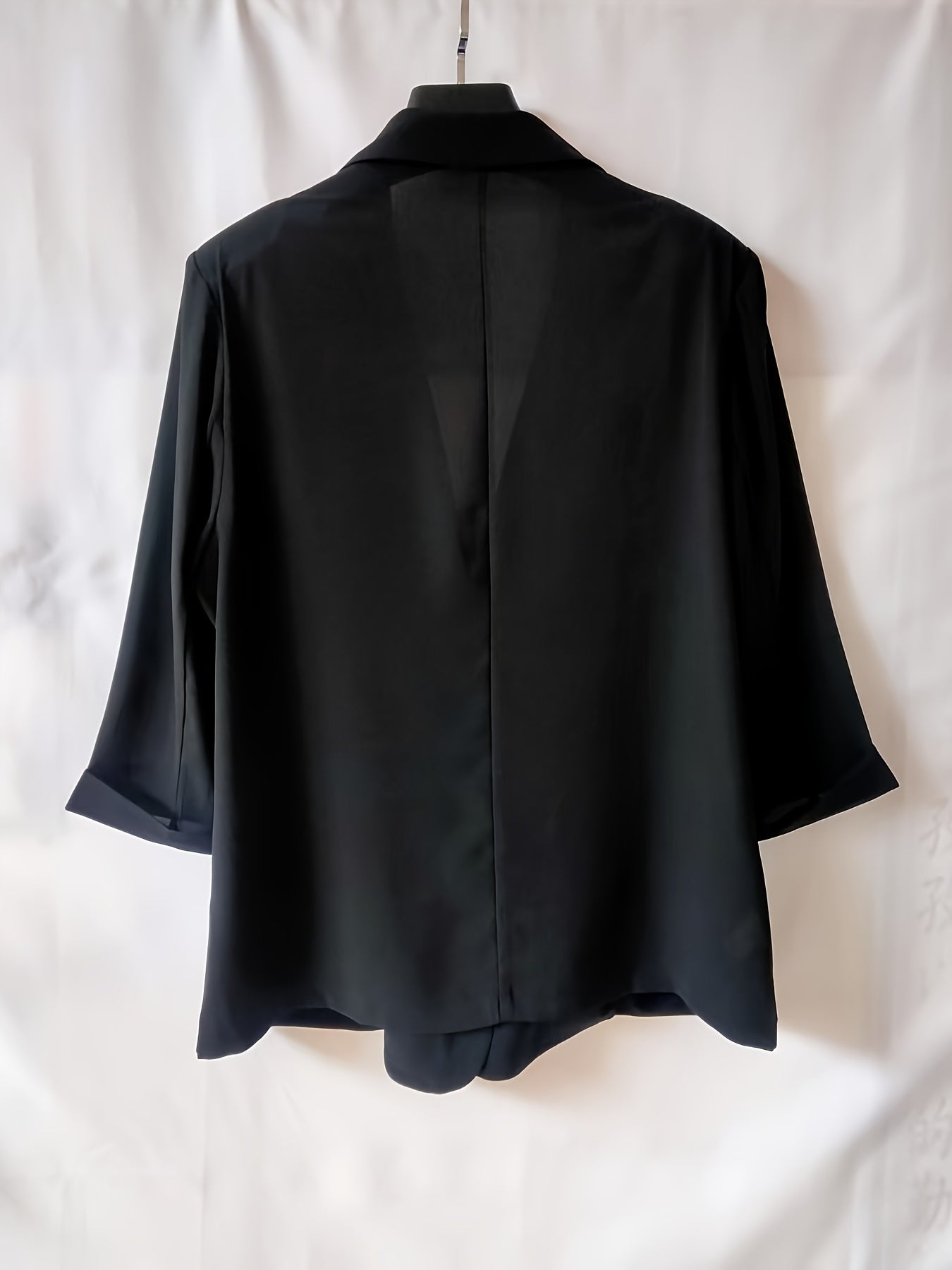 Women's Chiffon Blazer Lightweight Sheer 3/4 Sleeve Single Button Solid