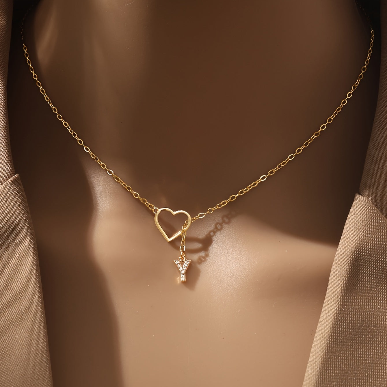 Personalized Letter Pendant Necklace for Women and Teen Girls Zirconia Heart Charm Initials Copper Chain Jewelry