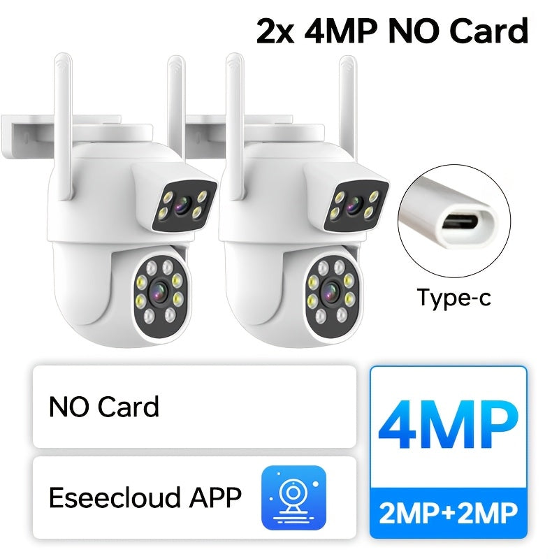 Wireless Security Camera Set with 2 Cameras PTZ Human Detection Night Vision Waterproof