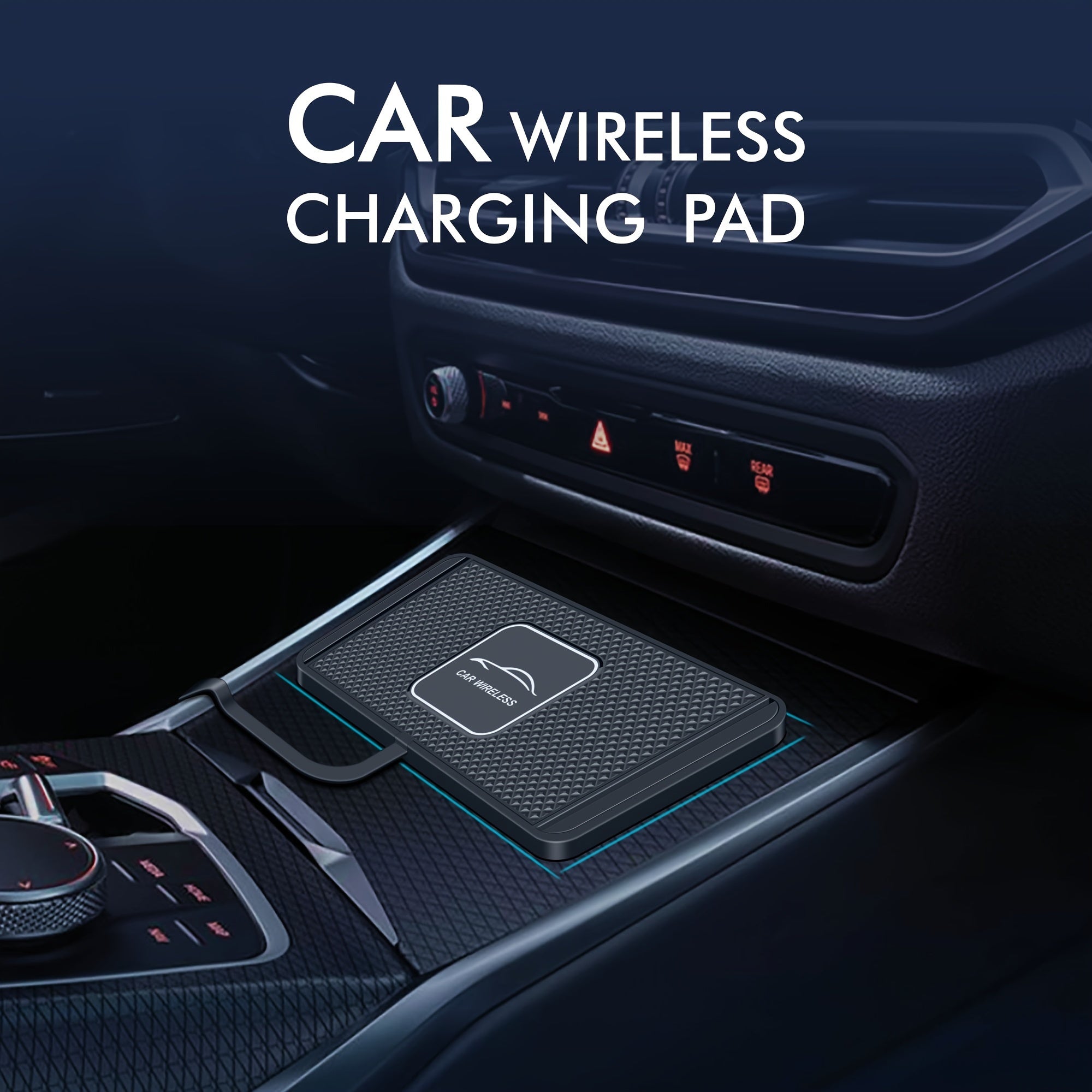 Wireless Car Charger Pad 15W Fast Charging Qi Compatible Non-Slip for iPhone Samsung