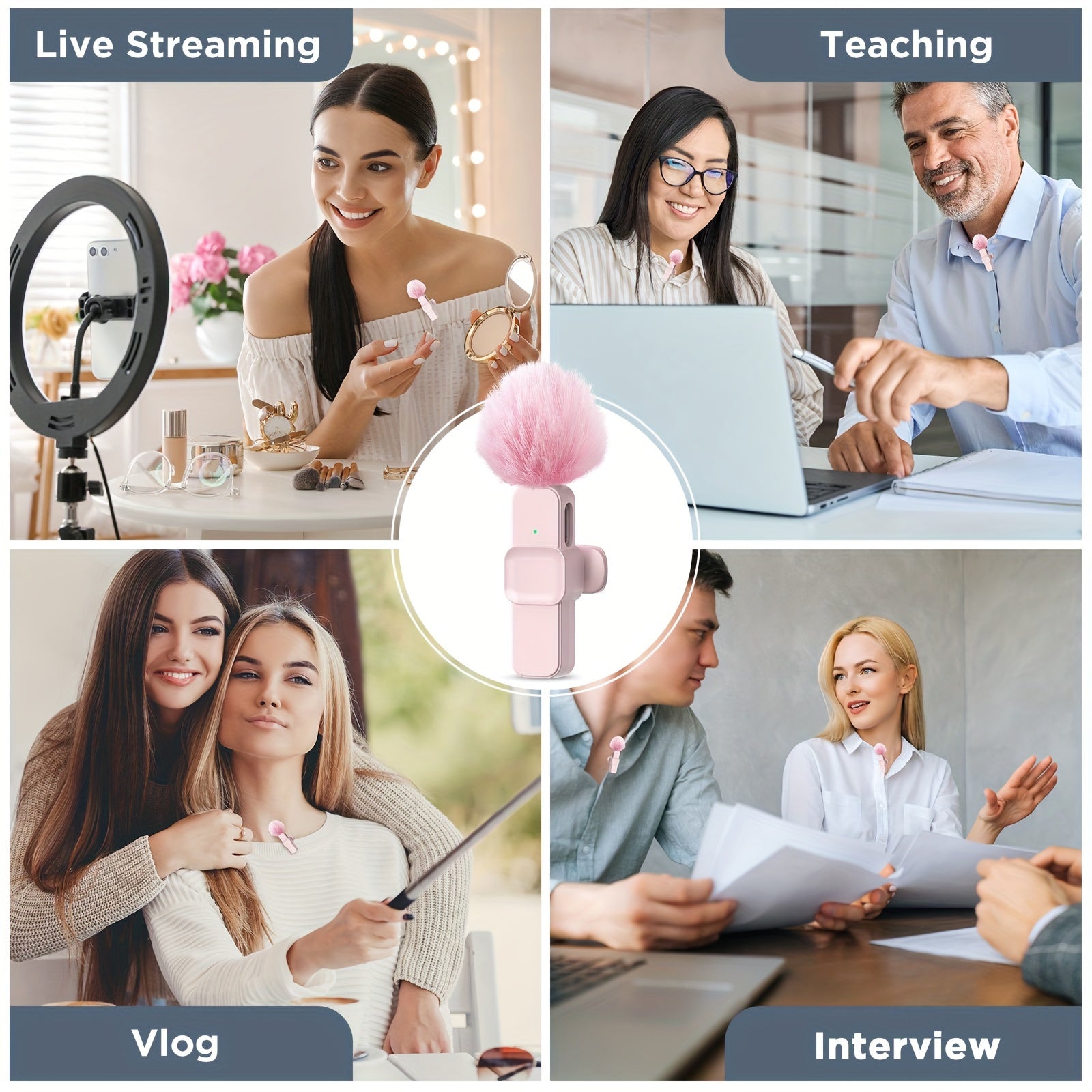 Wireless Lavalier Microphone USB-C Omnidirectional for Live Streaming Vlogging Interviews