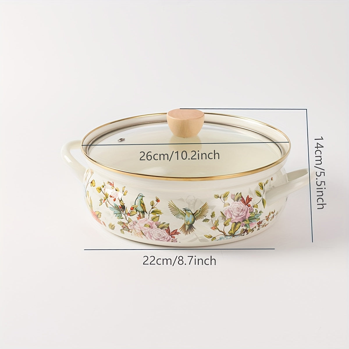 Enamel Cooking Pot 25.91cm for Soup Stew Seafood Non-Stick Kitchen Use