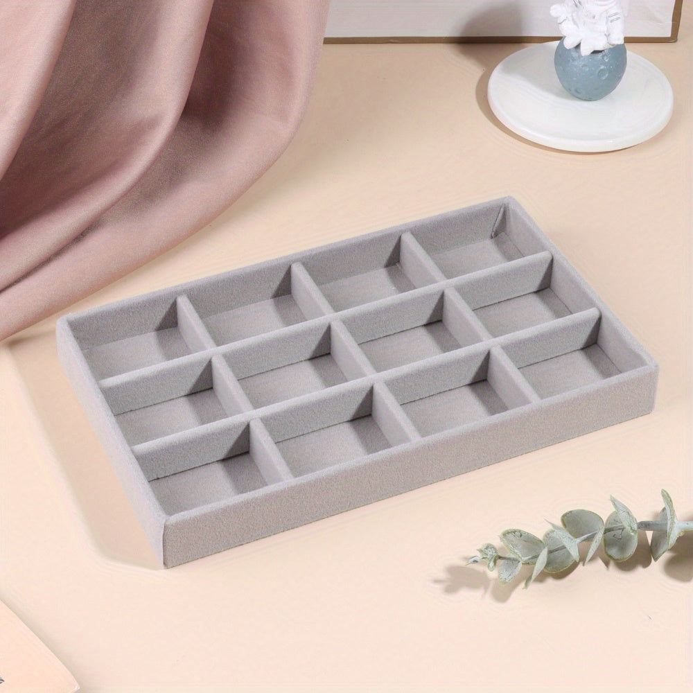 Caja de joyería de terciopelo para anillos, pendientes y almacenamiento de joyas