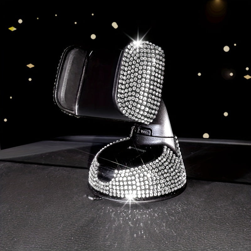 Soporte de teléfono para coche con cristales de lujo y soporte de succión giratorio para tablero y rejilla de ventilación