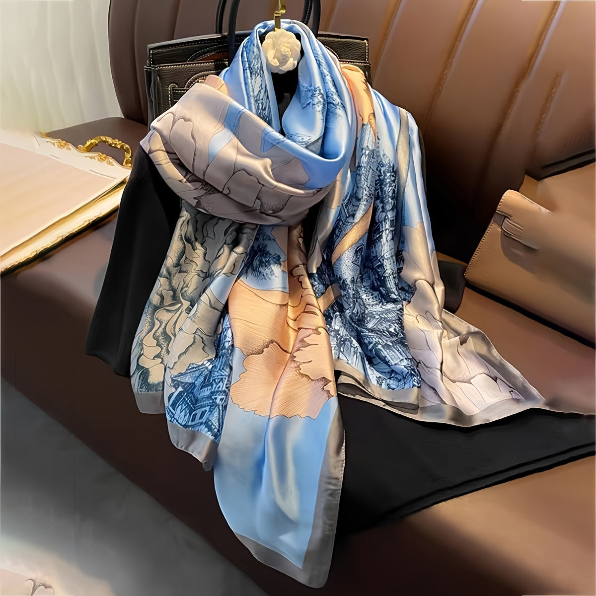 Unisex Shawl Scarf with Printed Landscape Design UV Protection Perfect Gift