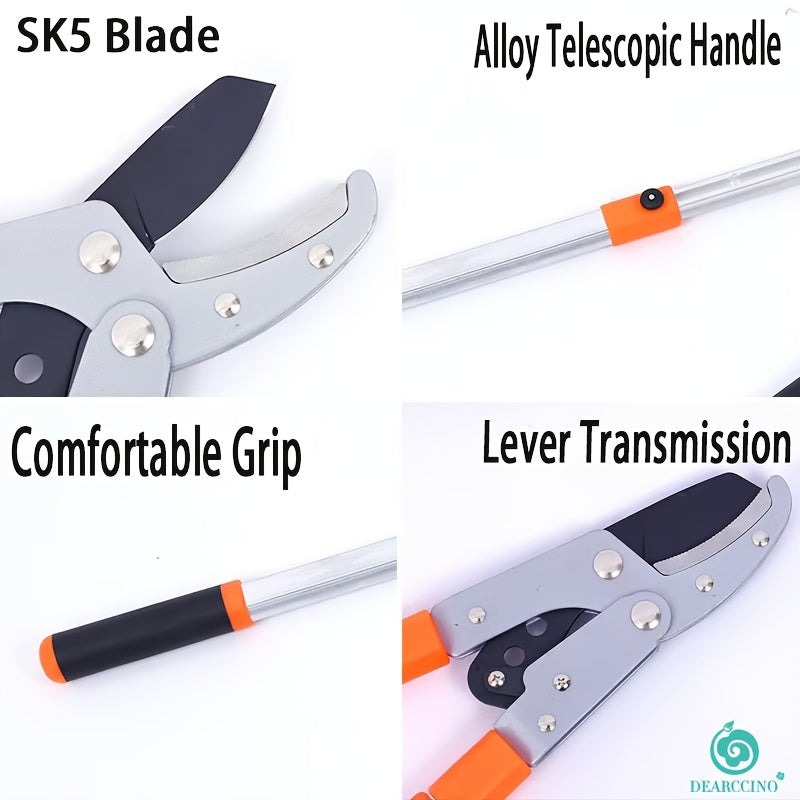 Tijeras de poda telescópicas para ramas altas y setos, hoja de acero aleado, mango ergonómico