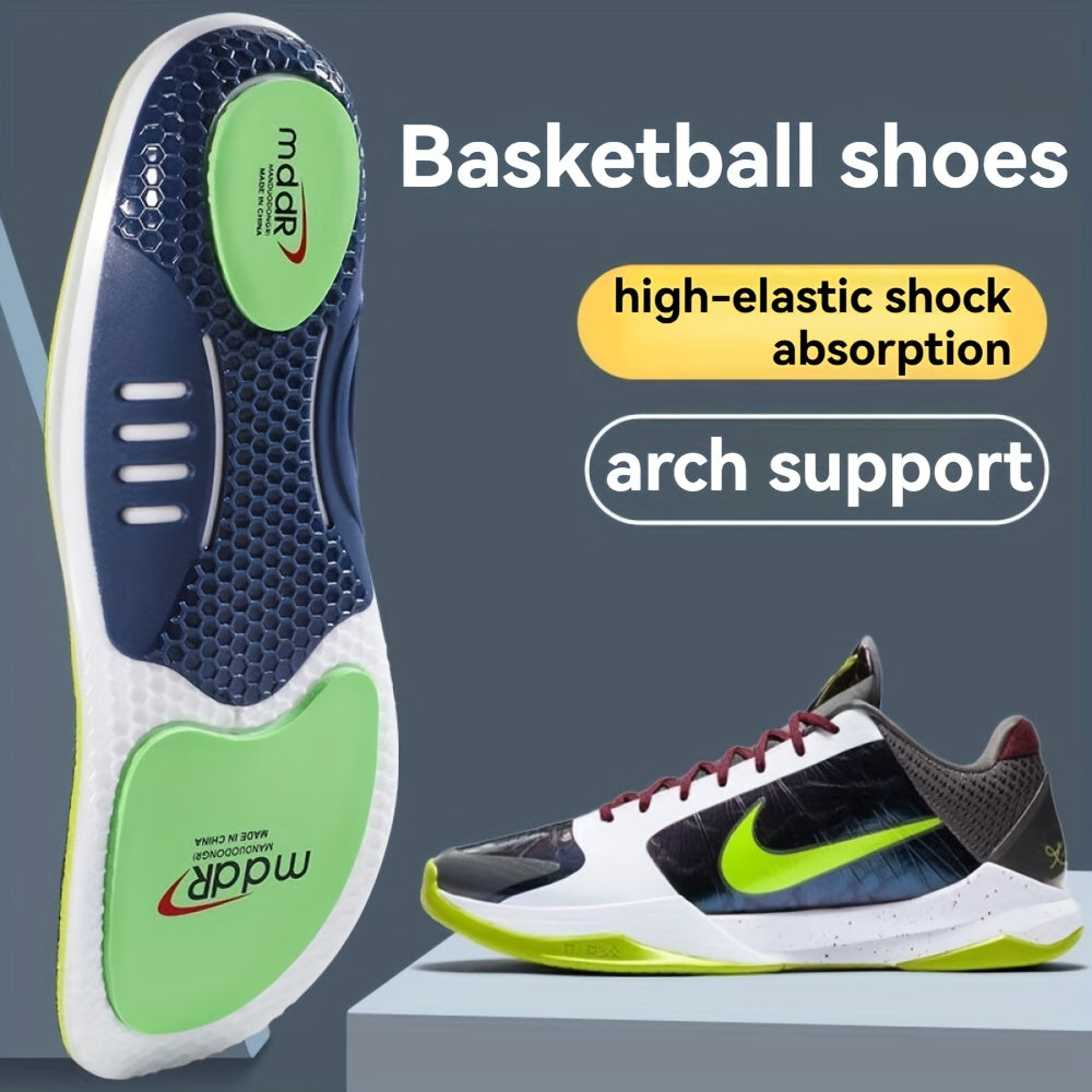 Unisex TPU Arch Support Insoles Breathable Shock Absorbing Cushioned Green Blue