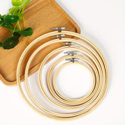 Set of 5 Light Yellow Bamboo Embroidery Wreaths for Wedding Decoration and DIY Crafts