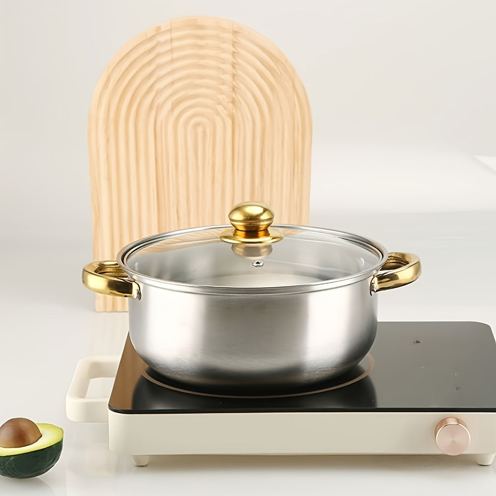 Juego de utensilios de cocina de acero inoxidable 5 ollas con tapas para cocinas de gas y inducción