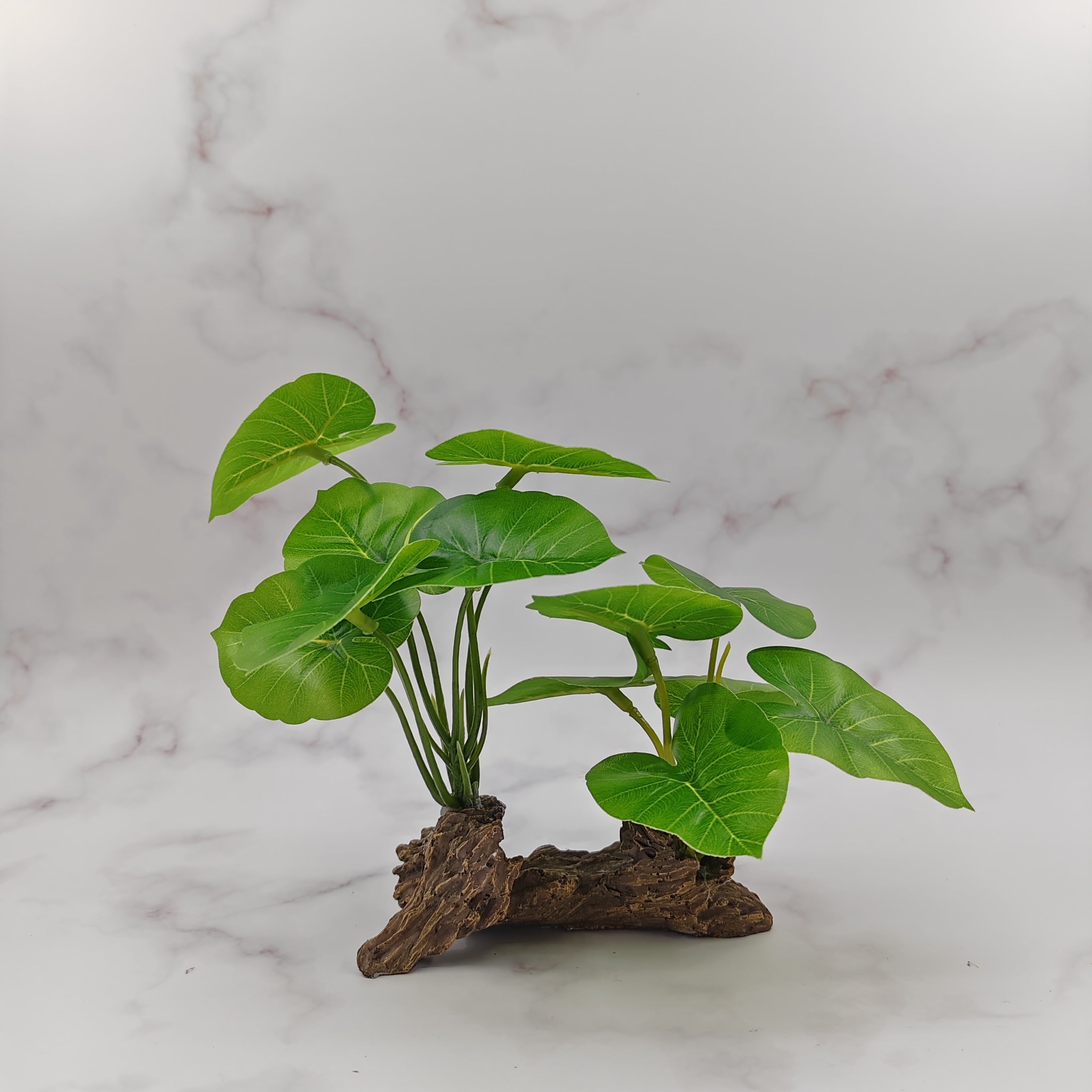 Individual Aquarium Driftwood with Green Leaves Made from ABS Material
