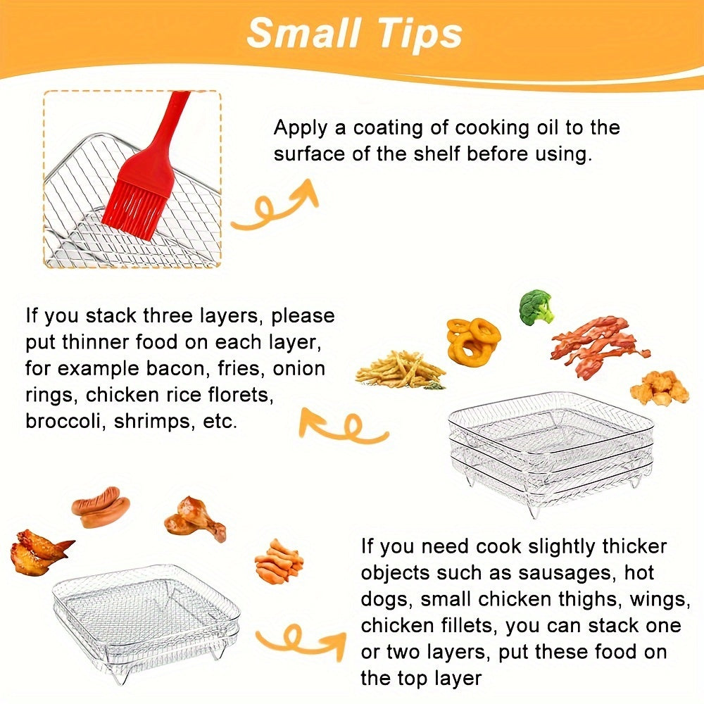 Stainless Steel Air Fryer Rack Set of 3 Multi-Layer Dehydrator Kitchen Accessories