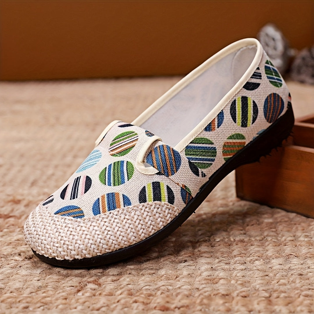 Zapatos planos étnicos para mujer, mocasines sin cordones, cómodos, con suela de tela