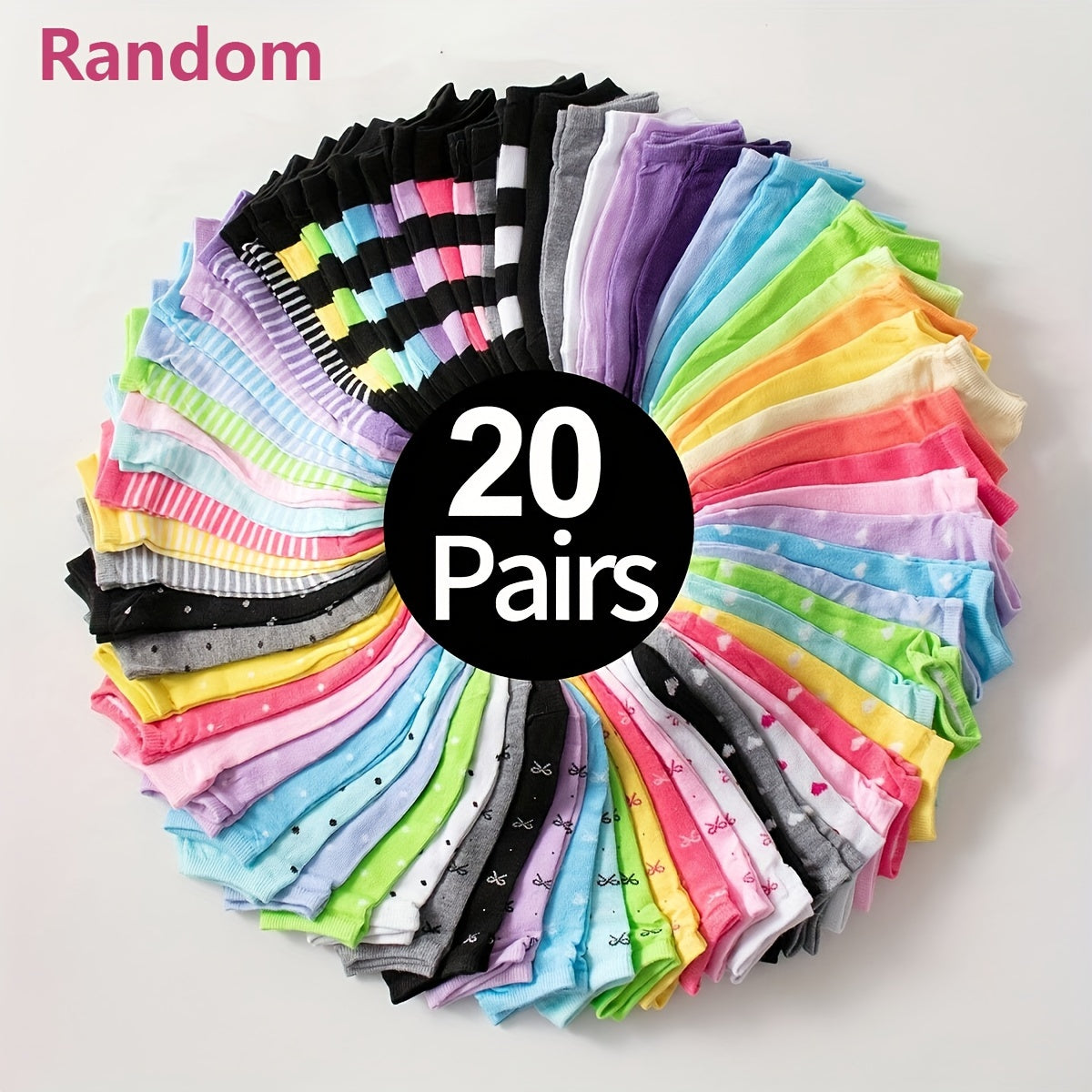 20 Pairs Women's Colorful Ankle Socks Breathable Soft Knit Fabric Fuzzy Casual
