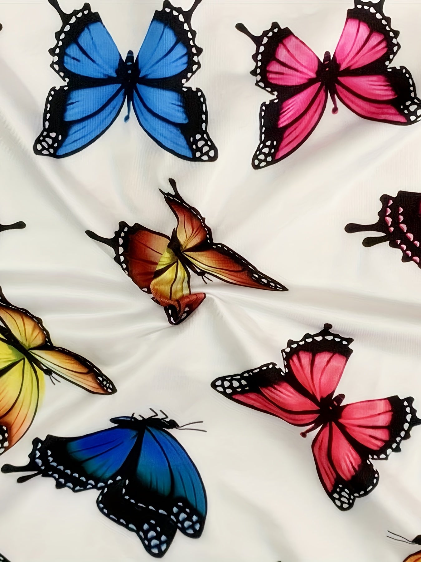 Women's Butterfly Print Lounge Bodysuit Crew Neck Short Sleeve Summer Casual Knit Polyester