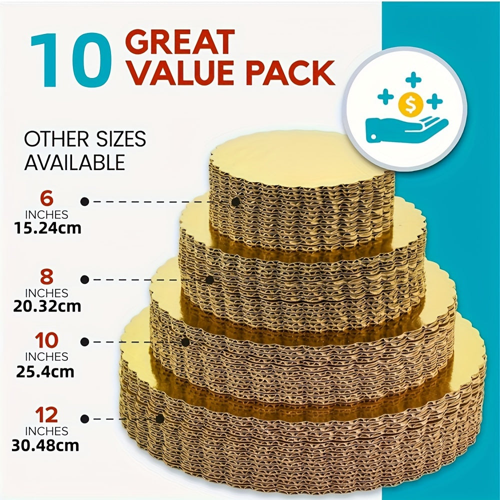 Золотые одноразовые подставки для тортов, упаковка из 10 штук, устойчивы к жирам и влаге, различные размеры