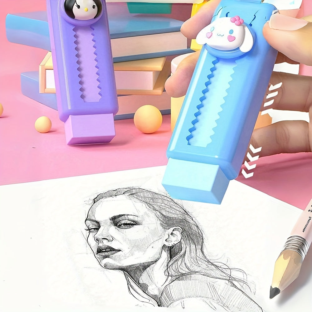 Borrador retráctil para oficina y escuela, colorido, sin ensuciar, diseño de dibujos animados