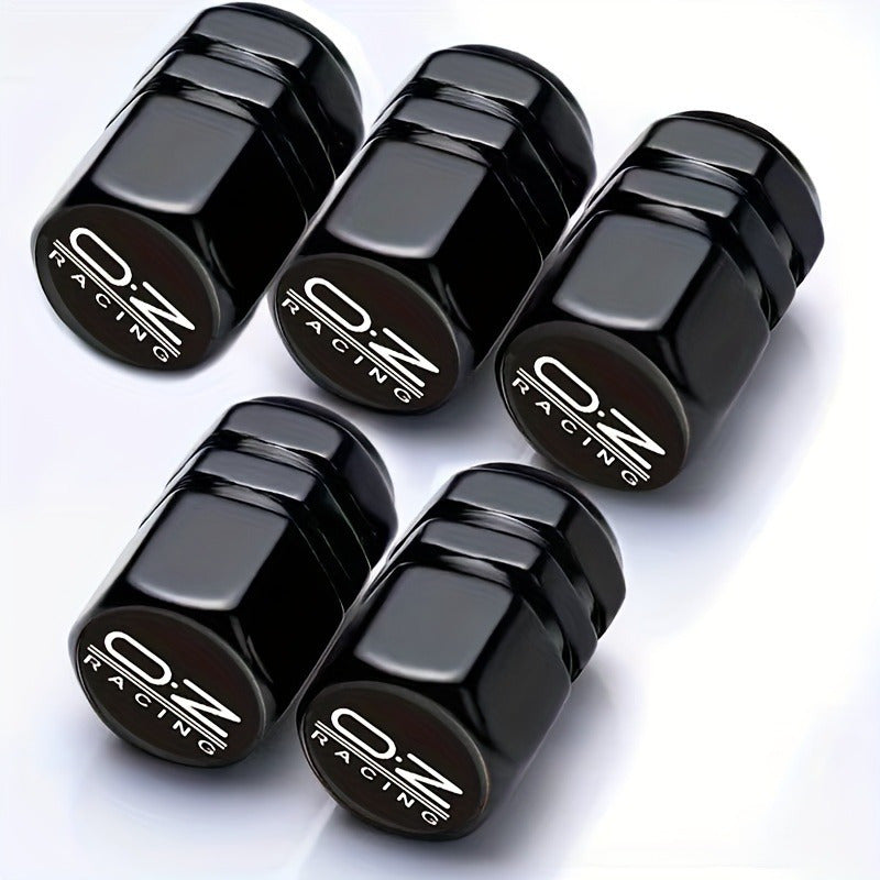 5Pcs Metal Valve Stem Caps Black Glossy Dustproof for Cars Bikes Trucks Motorcycles