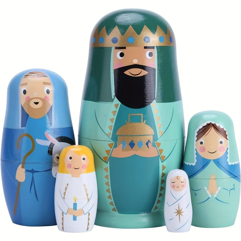 Handmade Wooden Nesting Doll Set for Kids, Gift, Home Decor, Christmas