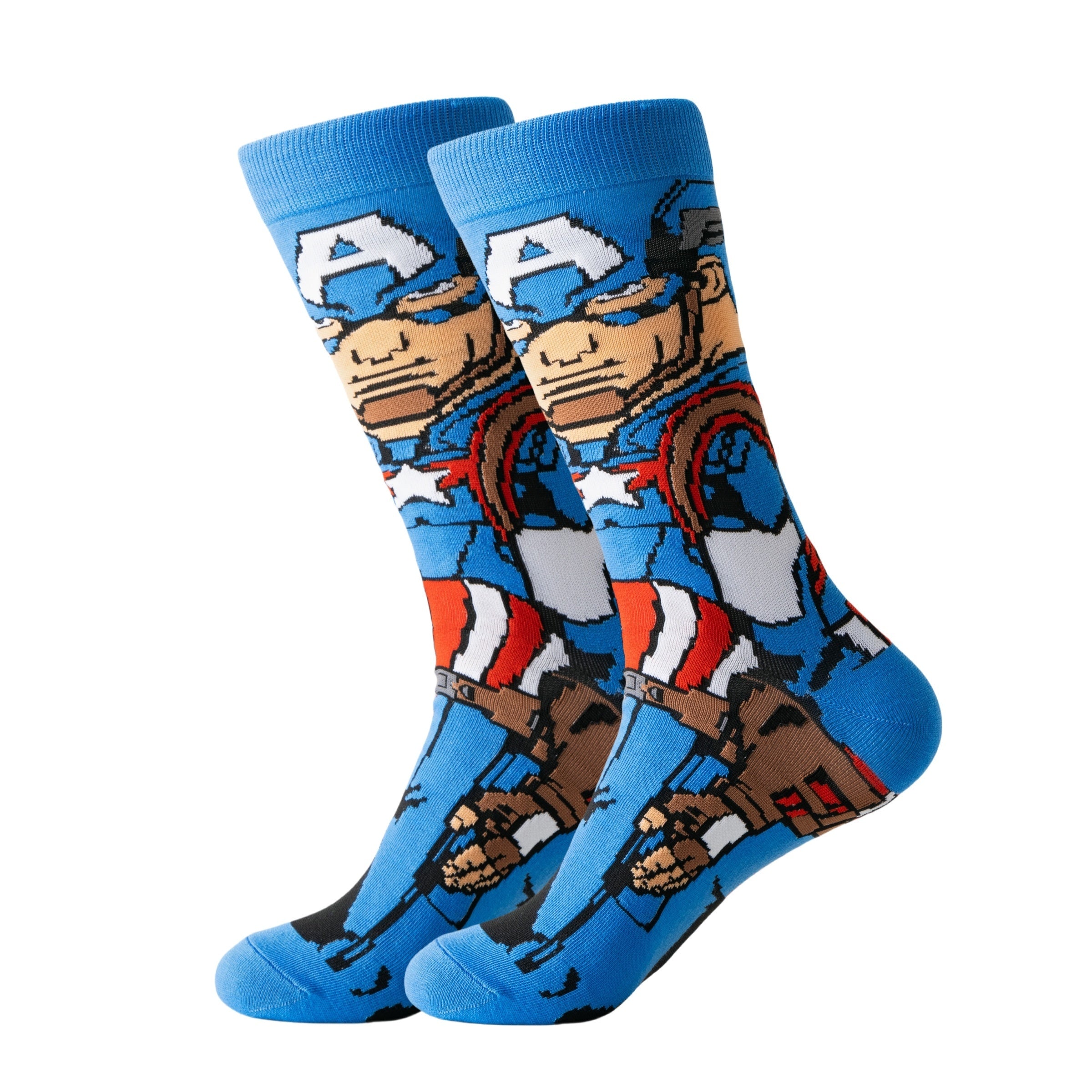Men's Cartoon Crew Socks 97.8% Polyester 2.2% Spandex Breathable Knit Casual Outdoor