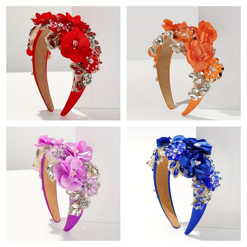 Women's Floral Headband Boho Style Vibrant Fabric Hair Accessory for Valentine's Day